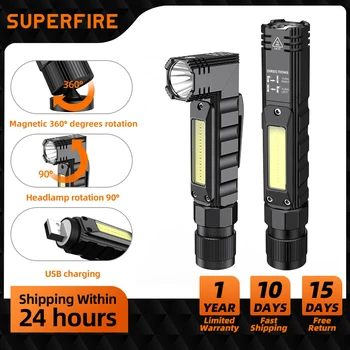 SUPERFIRE G19 Led + COB фенерче, фаровете, магнит, USB Акумулаторна главоболие фенер, мощен фенер, налобный лампа за къмпинг, работа, риболов
