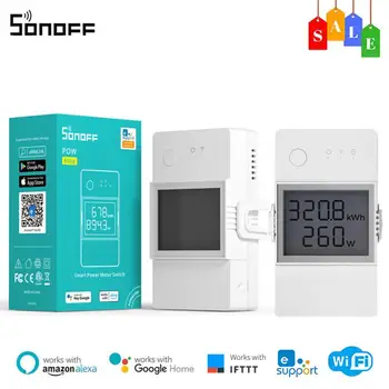 Sonoff POW Elite WiFi Smart Switch електромера 16A / 20A Умен Дом Превключвател с LCD екран, Работи с приложение на Алекса Google Home eWeLink