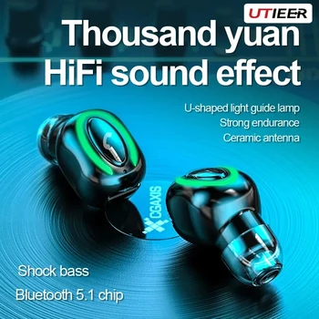 TWS Нови безжични слушалки Bluetooth 5.1, ушите HIFI със сензорен контрол, намаляване на шума, стереонаушник за всички смартфони