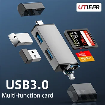 USB3.0 Android мобилен телефон, Компютър, четец на карти от алуминиева сплав Otg богат на функции на едро 2.0 Високоскоростен Typec