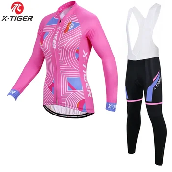 X-Tiger Дамски зимни термо-руното велосипедна фланелка, супер Топла Планинска велосипедна облекло, Спортно облекло за колоездене, велосипедна облекло