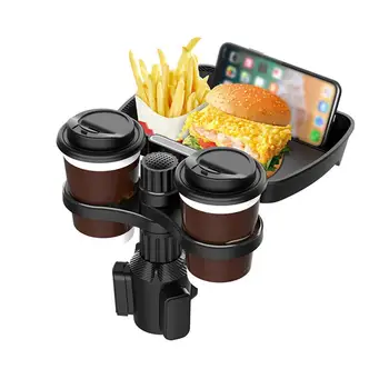 Авто багажник за съхранение на Универсален автомобилен поставка за чаши Кола тава за хранене, въртящи се на 360 градуса Автоматично масичка за съхранение на продукти за кафе