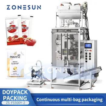 Автоматична Опаковъчна Машина за пакетиране на Саше ZONESUN с Вертикални Попълване на Форми, Обзавеждане за опаковане на VFFS в пакети ZS-FS500Y-2