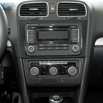 Автомобилни Аксесоари, С Дизайн От Въглеродни Влакна Централна CD-Панел за Управление на Изхода за Въздух Ключ на Звука Рамка Тампон Капак За VW Golf 6 MK6