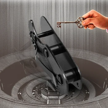 Алуминиев държач за ключове, папка с клип, външен джоб инструмент (черен)