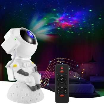 Астронавт Galaxy Звезден проектор Bluetooth Високоговорител Проектор с въртене на 360 ° Лампа с таймер Дистанционно лека нощ Коледни подаръци