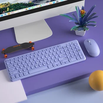 Безжична детска клавиатура 2.4 G за лаптоп Macbook, комплект безжична мишка Magic Keyboard за PC, преносима клавиатура за лаптоп Пинк Момиче