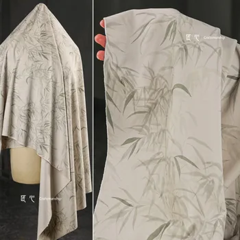 Бриз, бамбук сянка, кожа, плюш, дебел триизмерен контур, китайски бамбук модел, яке, палто, Дизайнерски плат за дрехи