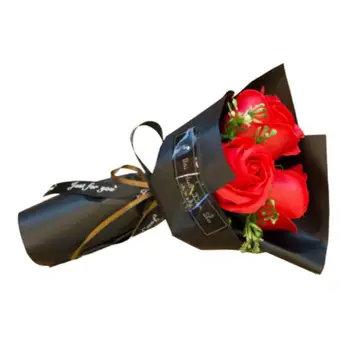 Букет от изкуствени рози, 3 глави, държи в ръката си Сапунен цветя, Сватбен декор на Свети Валентин, Рози за любов, за опаковане на Подаръци от изкуствени цветя