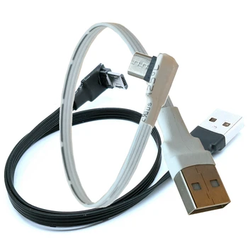 Бял Нагоре Надолу Наляво Надясно Под Ъгъл 90 Градуса USB Micro USB Кабел за Пренос на данни от един мъж към Мъж 5 см, 20 см, 50 см 100 СМ за Таблет 5 метра