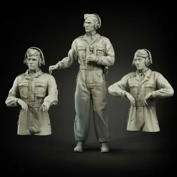 В разглобено формата на 1/35 екипажа на древния резервоар (фигура 3) Комплекти миниатюрни модели с фигурки от смола Небоядисана