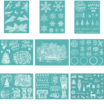 Весели Коледни Мотиви за Многократна употреба самозалепващи се шаблони за, ситопечат от полимерна глина, изделия от тениски, декорации за дома, занаяти