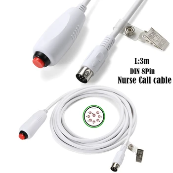 Висок клас, 8-пинов DIN интерфейс за спешни повиквания на медицинските сестри, бутон за превключване на кабели, телефонен щепсел, кабел с щипка за кърпи