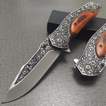 Висококачествен сгъваем нож Тактически ножове за оцеляване Ловни къмпинг 57HRC Острието висока твърдост Военни ножове за оцеляване джоба
