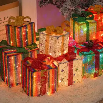 Висококачествена Коледна подарък кутия, подарък кутия с коледни гирлянди, Празнична Коледна подарък кутия, бижута, подаръци с лъкове за помещения