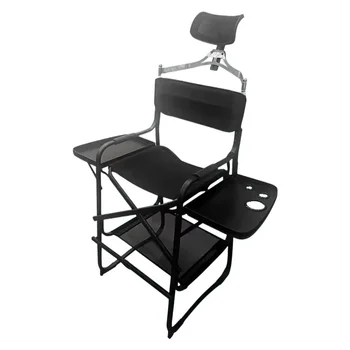 Високото режисьорско стол сгъваем стол за грим с високо перекладиной, тапицирана седалка, приставной масичка, поставка за крака, за къмпинг, за домашно двор