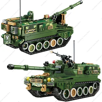 Военен модел на Втората световна война PLZ-05, първият танк-гаубица, колекция от настолни бижута, Строителни блокове, Коледни играчки