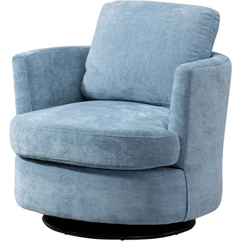 Въртящи бочкообразный стол ODUWA, 31,9 инча С модерни кръгли акцентными места за сядане, обитыми удобна мека кърпа, кочина клубния диван със завъртане на 360 градуса