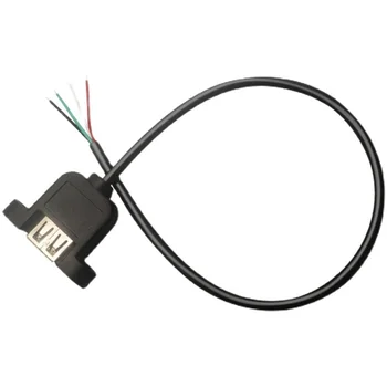Гнездо корона USB от чиста мед с затваряне на отвора с резба, 2-жилен захранващ кабел, 4-жилен кабел за данни, твърд удължител на опашката