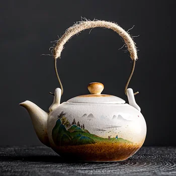 Груб Керамичен Съд Снежна Цвете Керамичен Чайник Чай Винтажное Чай Western Shi Pot Tianmu Черешката На Листа, Чайник Глина
