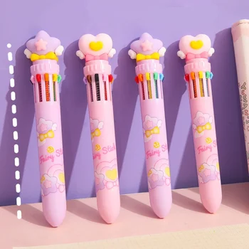 Десятицветная химикалка писалка Magic Stick, привлекателна студентски дръжка за вестници, многоцветен химикалка химикалка, цветен молив