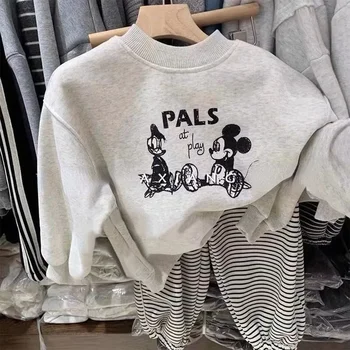Детски дрехи за малки момчета и момичета, hoody с изображение на Мики Маус и Доналд Дък, спортна риза Kawaii за деца, Пуловери, жилетки