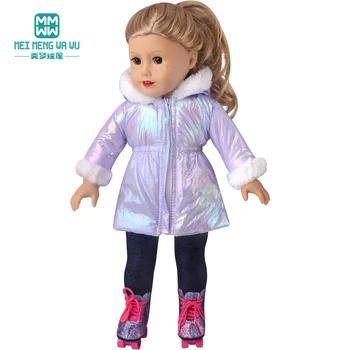 Дрехи за кукли е подходящ за американската кукла 45 см Модерен лъскав пуховик, памучен яке за подарък на едно момиче