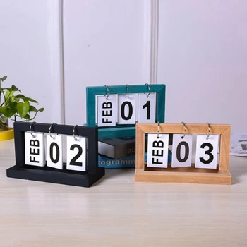Дървен Ретро домашен календар за кафе, Маса за Декоративни Домашни декорации, настолен планер 