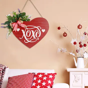 Дървена врата табела във формата на сърце за Свети Валентин, Подвесная знак във формата на сърце, Романтична Сватбена украса, Украса за дома, спални, врати и стени