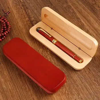 Дървена кутия за писалки, подарък кутия в ретро стил, проста кутия за съхранение на химикалки в китайски стил от масивна дървесина, кутия за канцеларски материали за бизнеса