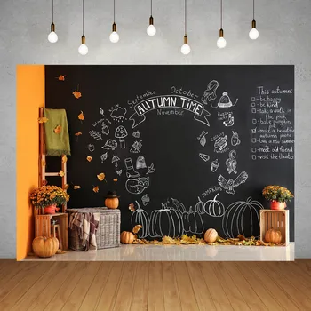 Есента Хелоуин Decor черна дъска на стената снимки, фонове винил декори фотографско студио за деца, детски и семейни фотосесии