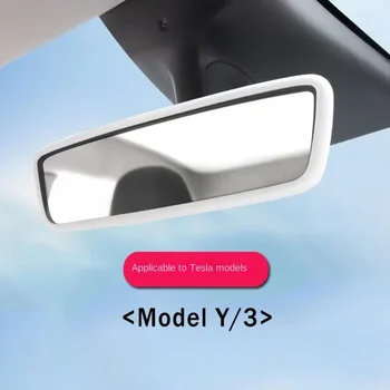За Tesla, Модел 3 Y 2023 Аксесоари за интериора на Защитно покритие на огледалото за обратно виждане Силиконова Декоративна рамка Бяла Розова Защитна лента