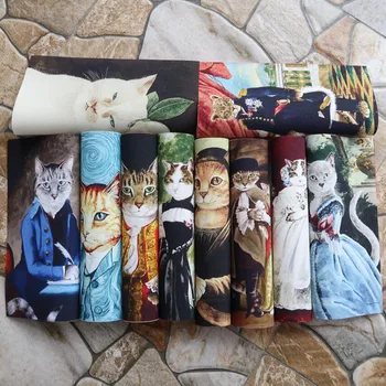 Занятие с изображение на котка ръчно изработени от памучен плат Canva, албум за изрезки, пакетче юрган, тъкани изделия ръчна изработка