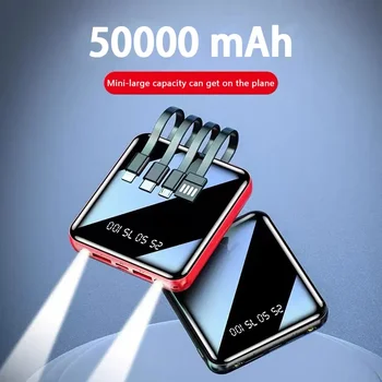Захранване капацитет 50000mAh Огледален екран цифров дисплей Вграден кабел за мобилен хранене Компактни преносими аксесоари за мобилни телефони
