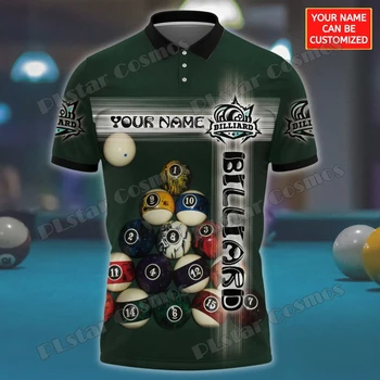 Играч на билярд череп С персонално име, мъжки поло риза с 3D-принтом, Лятна градинска риза с къс ръкав, Подарък за любител на билярда WK42