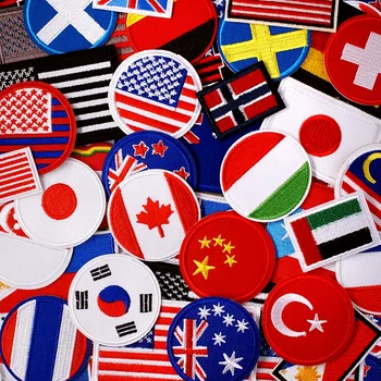 Икони с националния флаг, ленти с бродерия, Апликация, Гладене на Дрехи, Шевни принадлежности, Декоративни Канада, Сащ, Швейцария