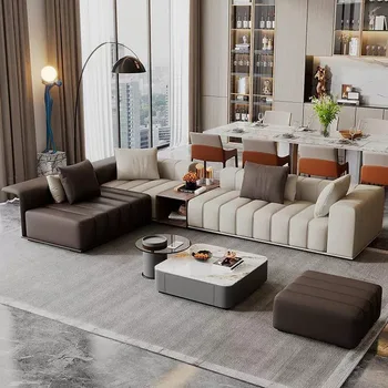 Италиански минималистични диван от телешка кожа, модерен светъл луксозна всекидневна, креативен цветен лоскутный диван с модул клавиши за пиано в стил мозайка