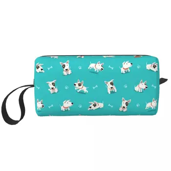 Кавайный сладко кученце бик Пътна чанта за тоалетни принадлежности за жени, косметичка за грим с животни, определени за съхранение на козметика за кучета