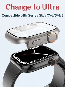 Калъф за Apple Watch 44 мм 45 мм 41 мм 40 мм и Защитно фолио за екрана 1: 1 Заменен с Ultra 49 мм Калъф за КОМПЮТЪР + стъкло iwatch series 8 7 6 5 4 SE