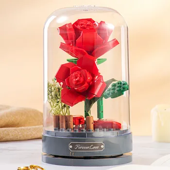 Класическа музикална ковчег блок, рози цвете, подарък за Свети Валентин, имитация на цветята украса в събирането на