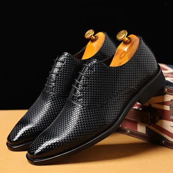 Класически мъжки бизнес сватбени oxfords ръчно изработени от кожа голям размер, модел обувки за мъже, вечерни офис официални обувки с остър пръсти