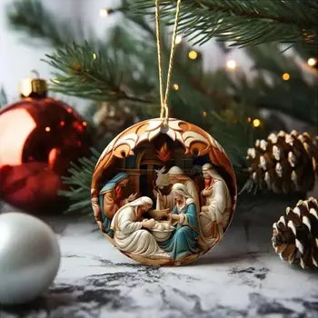 Коледа Коледна украса, 3d Коледна украса за коледната елха, многократна употреба акрилни украса с Исус за фестивала