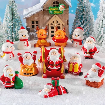 Коледен орнамент Миниатюрен Микроландшафт от смола Украса на масата Украшение във формата на Лос Дядо Коледа За коледни играчки за Декорация на дома