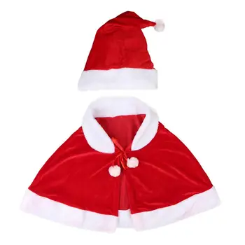 Коледна шал, наметало-наметало, Коледна украса с шапка, Наметало на Дядо Коледа за ролеви игри, партита, на празничното облекло на сцената.