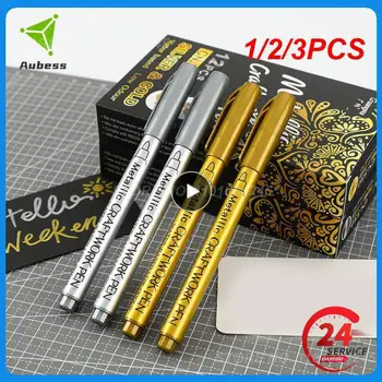 Комплект метални маркери химикалки 1/2/3ШТ цвят: златист, сребрист, бял, Постоянни художествени маркери за художествени илюстрации, scrapbooking