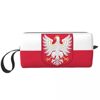 Косметичка с флага на Кралство Полша, за жени, козметичен органайзер за пътуване, сладко чанта за съхранение на тоалетни принадлежности