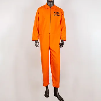 Костюм американски затворник, кралят костюм за Хелоуин, мъжки затворнически клетки формуляр за възрастни, гащеризон за cosplay, Оранжевият затворнически клетки форма