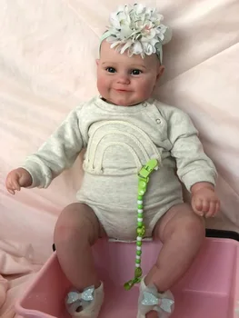 Кукла Реборн силиконова момиче, 50 см мека/новороденото дете реборн 3D боя момиченце Коледен подарък