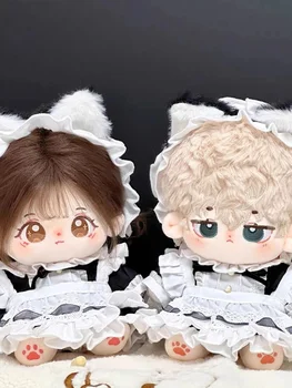 Кукла от захарен памук, подходящи за кукольной дрехи 10 см 20 см, камериерка, сладки котешки уши, почистване на стаята, мъже и жени, еднакви, черно-бели, 3 комплекта