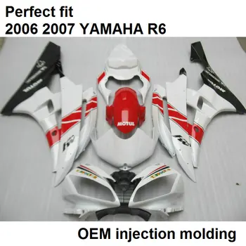 Леене под налягане обтекател обвеса за Yamaha YZF R6 2006 2007 бял червен черен комплект мотоциклетни обтекателей YZFR6 06 07 BN11